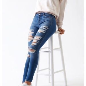 PACSUN Super Stretch Distressed Jegging Jeans